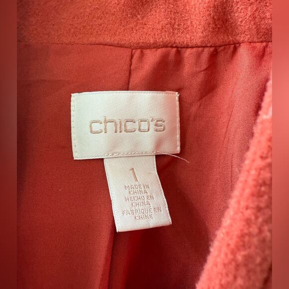 Chico’s Everyday Plush Felt Open Front Jacket Burnt Orange Size 1 (Medium) - Picture 6 of 11